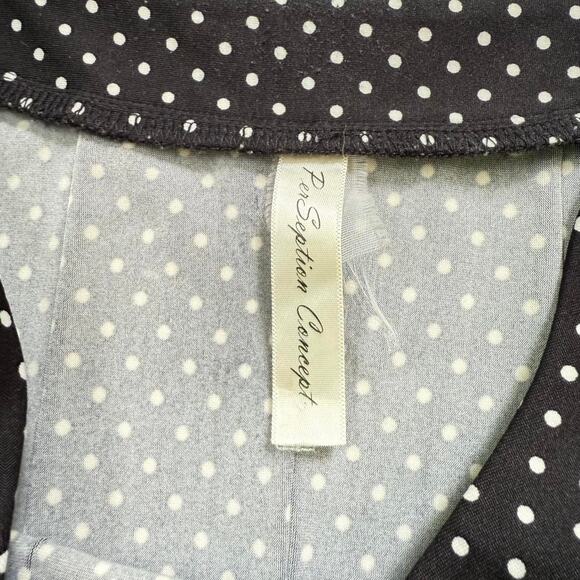 Vintage Black and white polka dot sleeveless midi dress - Size Large / XL - Picture 3 of 5